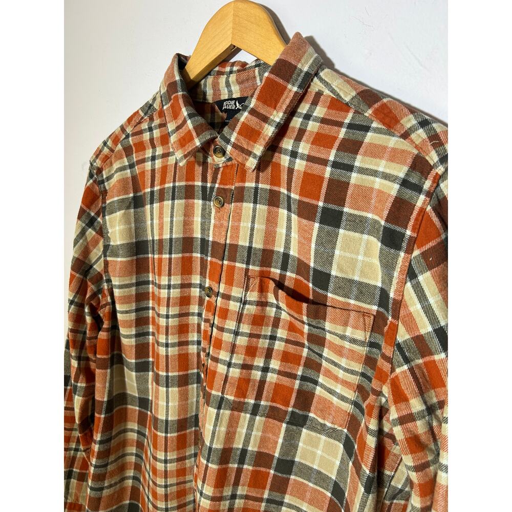 Plaid Flannel Eddie Bauer Long-Sleeve Button-Down Shirt Y2K Grunge - (Mens L)‎ - Picture 3 of 11